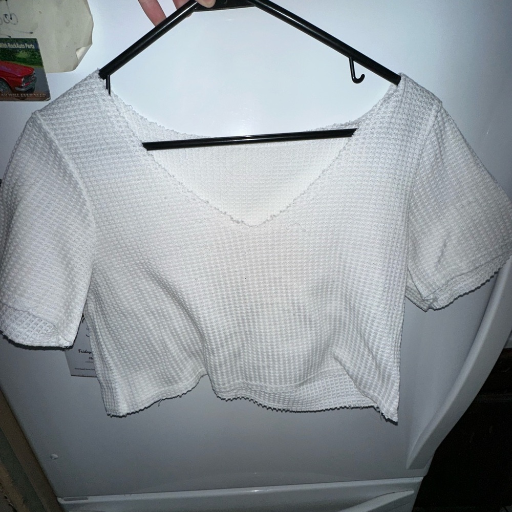 Elegant White Textured Crop Top